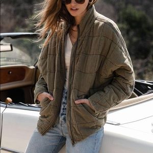 Acid Wash Quilted Bomber Jacket